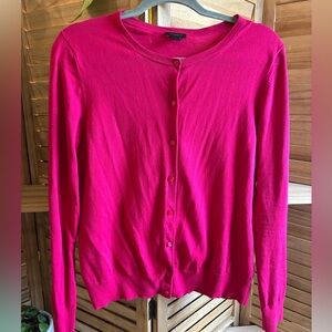 Anne Taylor Bright Pink Button-Up Cardigan